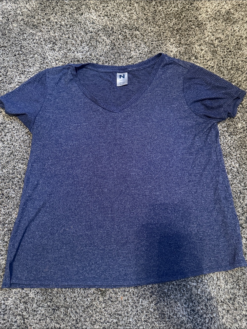 Natori Heathered Navy V-Neck Short Sleeve Tee